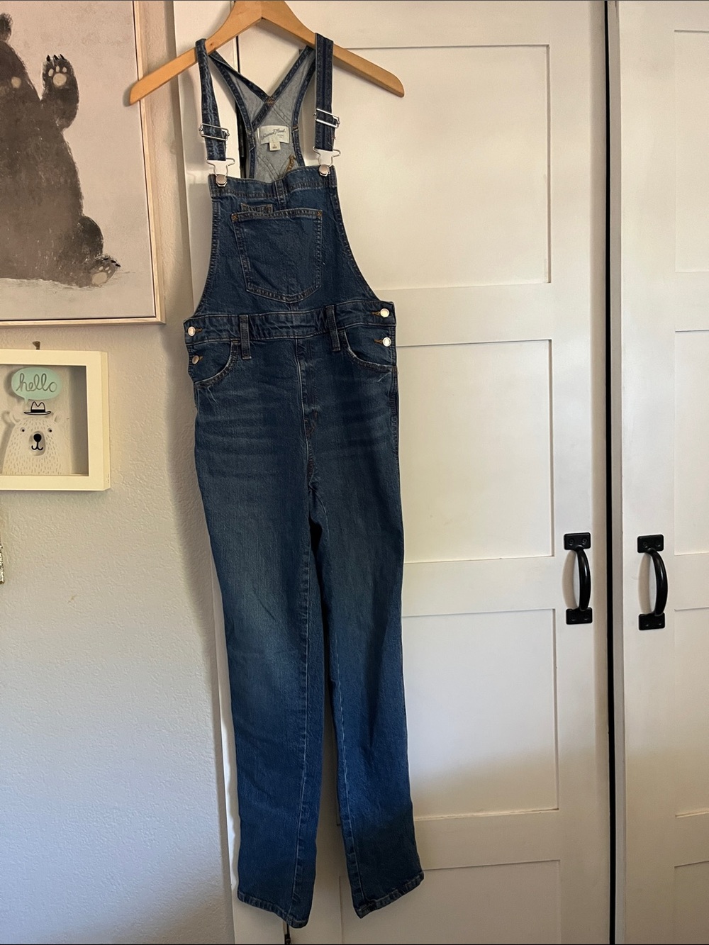 Woman Universal Thread Blue Denim Adjustable Strap Overalls Size 2